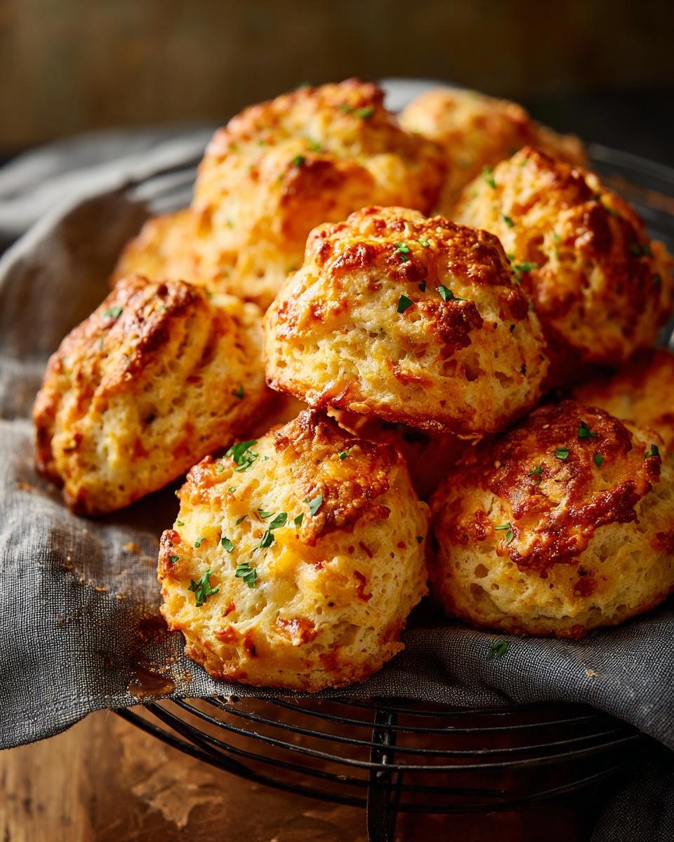 A pile of golden-brown, fluffy biscuits topped with fresh parsley, perfect for spring meals.