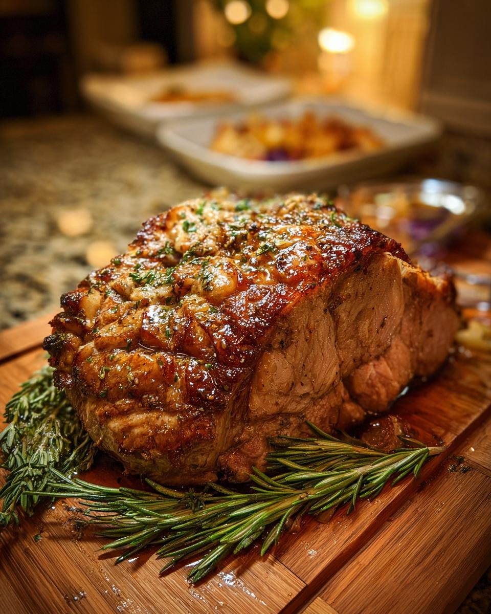 A beautifully roasted cut of meat, seasoned and garnished with rosemary, perfect for Fathers Day cheap dinner ideas.