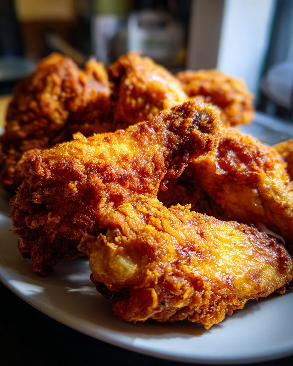 A close-up of a plate piled high with Irresistible Crispy Griddle Wings, showcasing their golden-brown, crunchy coating.