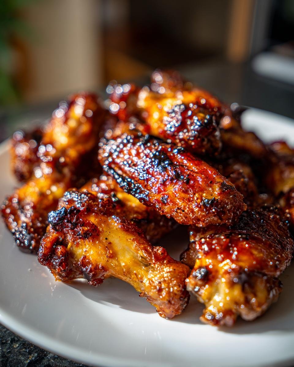 A close-up shot of a pile of Irresistible Honey Glazed Chicken Wings, glistening and perfectly cooked.