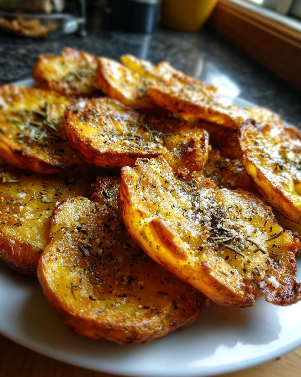 Close-up of Irresistible Smashed Potatoes, seasoned with herbs and salt, ready to be enjoyed.