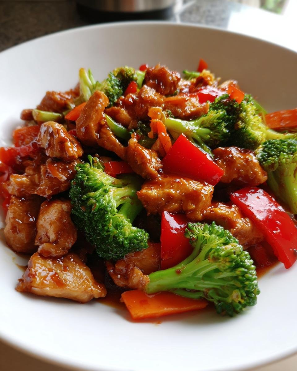 Close-up of a vibrant chicken and vegetable stir-fry, perfect for Easy Meal Prep Recipes.