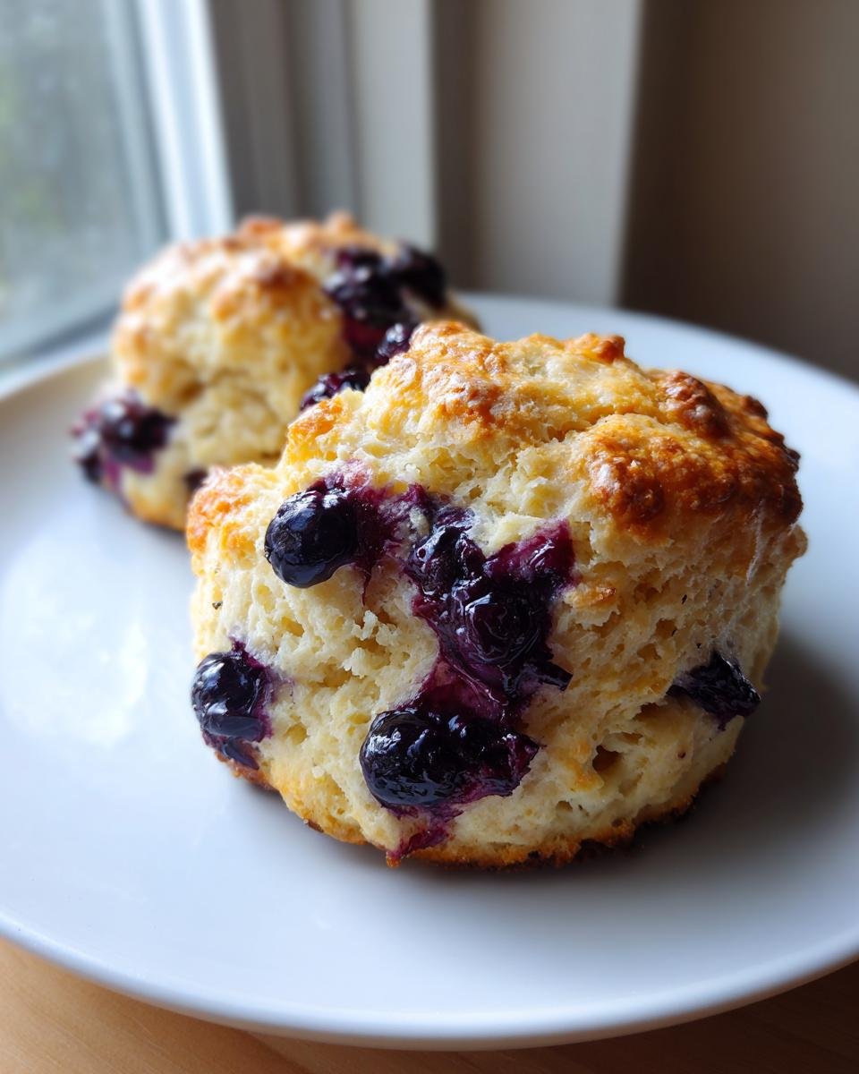 A close-up of a freshly baked Starbucks Blueberry Scone, studded with juicy, purple blueberries, sitting on a white plate.
