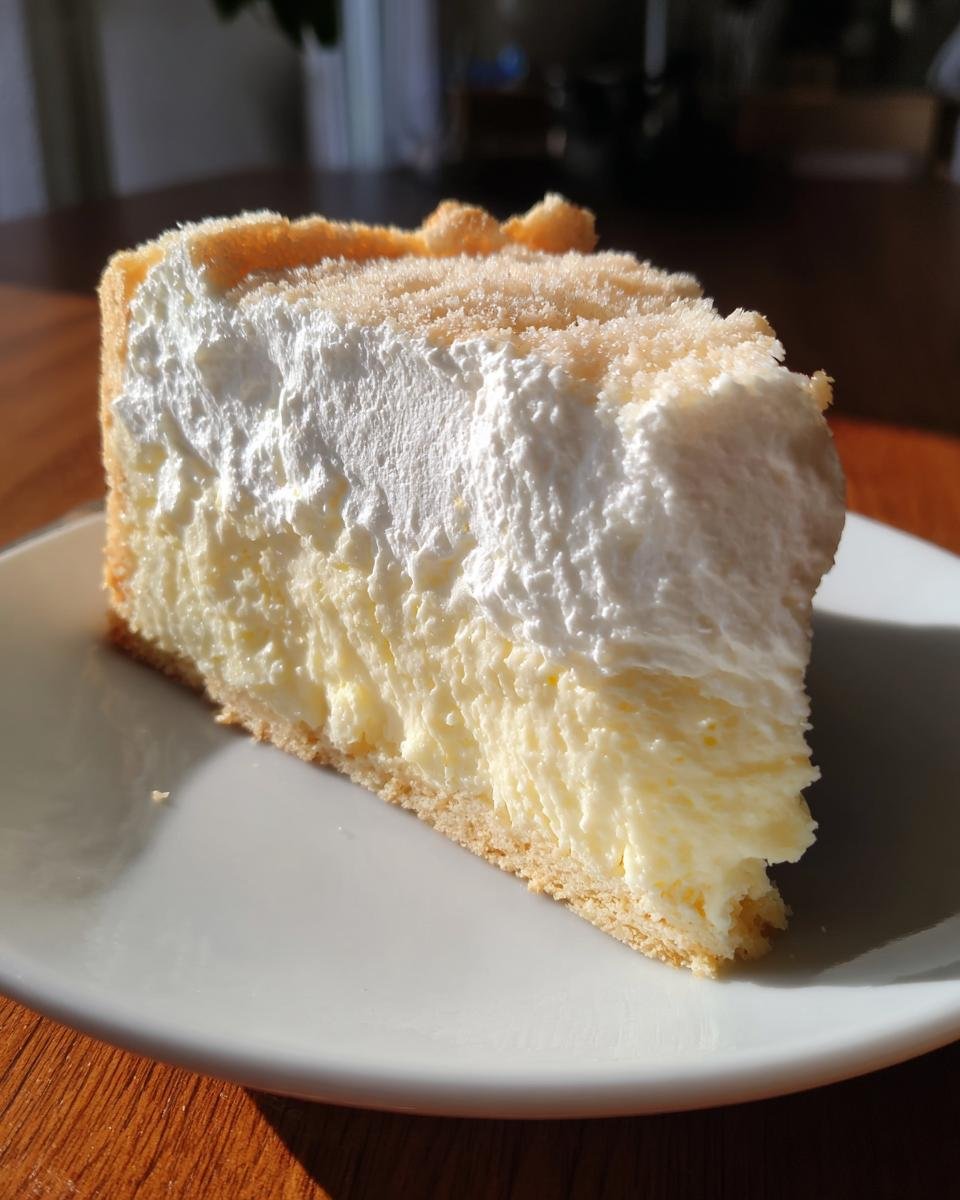 A close-up slice of rich Vanilla Wafer Cake featuring a creamy filling and thick whipped topping.