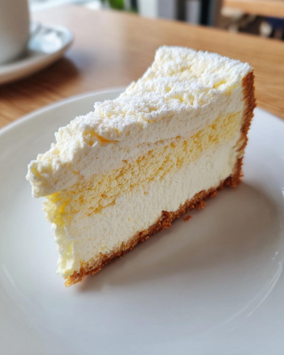 A close-up of a tall, layered slice of Vanilla Wafer Cake with a graham cracker crust on a white plate.